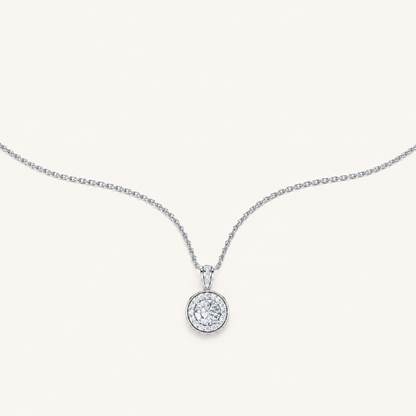 1.25CT Round Cut Lab Grown Diamond Halo Pendant Necklace