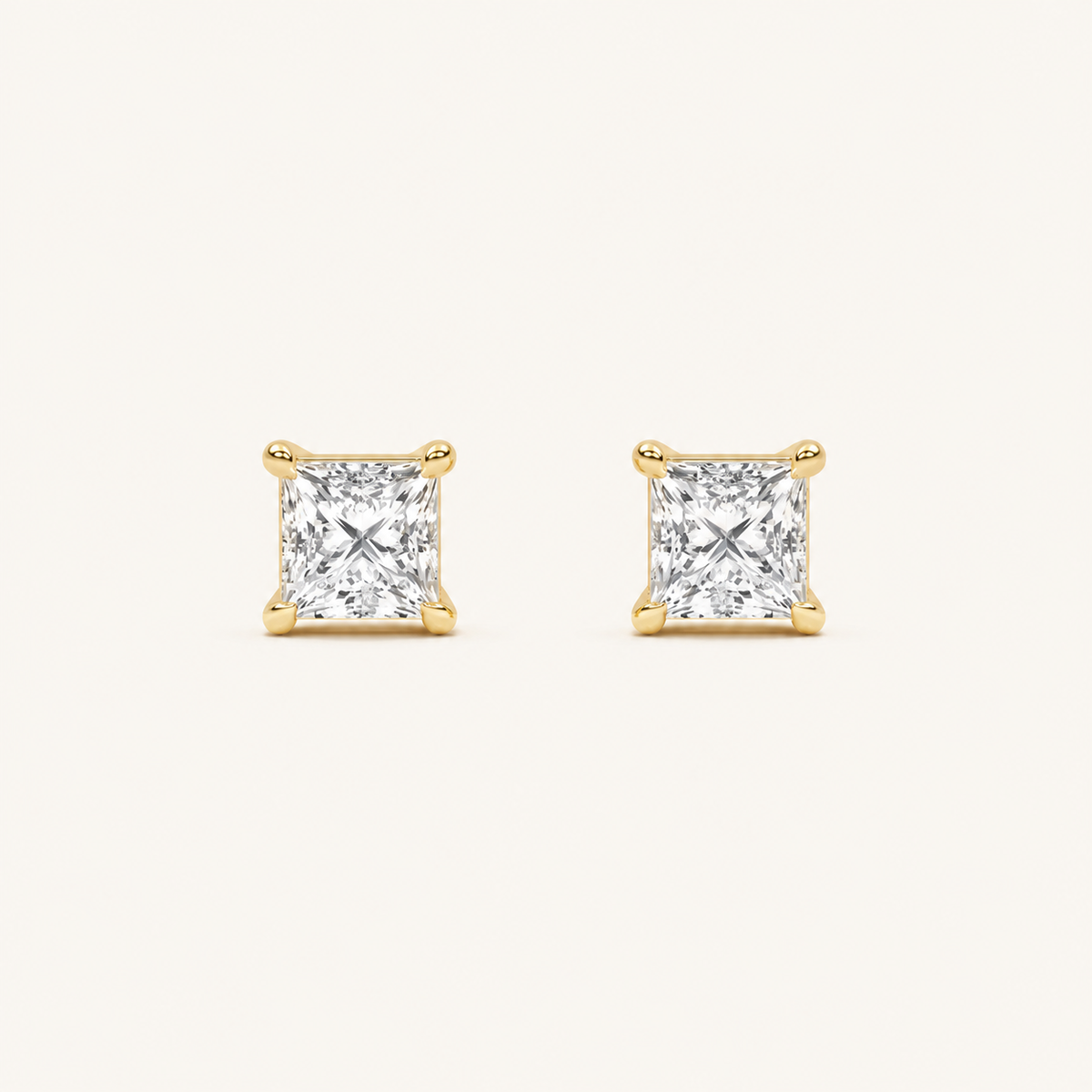 3CT Princess Cut Lab Grown Diamond Classic Basket Set Stud Earrings