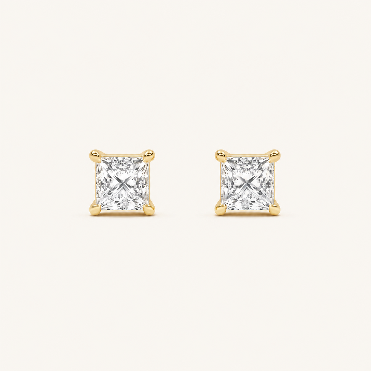 3CT Princess Cut Lab Grown Diamond Classic Basket Set Stud Earrings