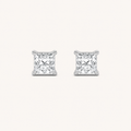 3CT Princess Cut Lab Grown Diamond Classic Basket Set Stud Earrings