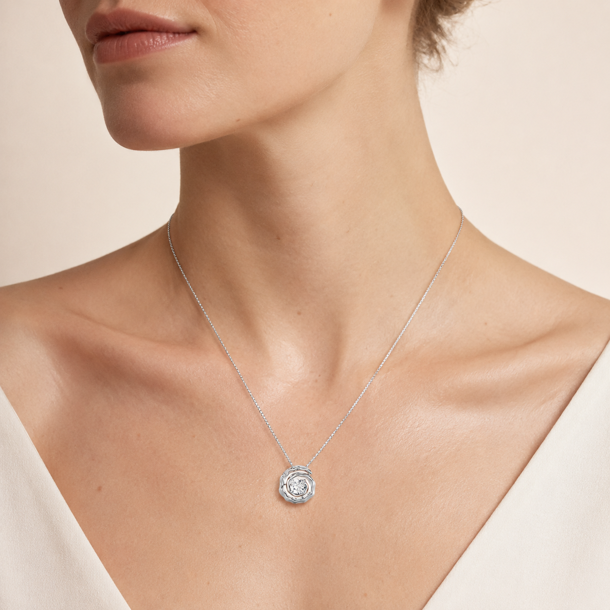 1CT Round Cut Lab Grown Diamond Pendant Necklace