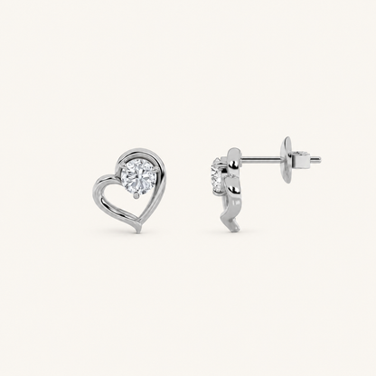 0.5CT Round Cut Lab Grown Diamond Heart Shaped Stud Earrings