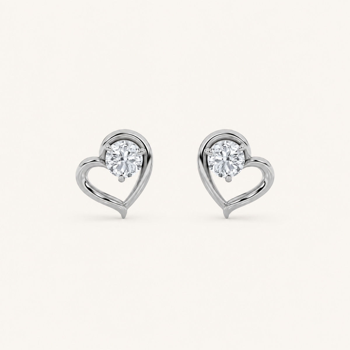 0.5CT Round Cut Lab Grown Diamond Heart Shaped Stud Earrings