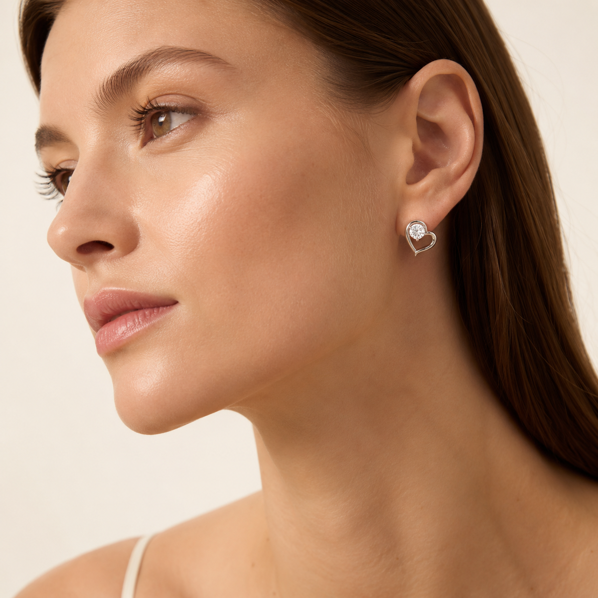 0.5CT Round Cut Lab Grown Diamond Heart Shaped Stud Earrings