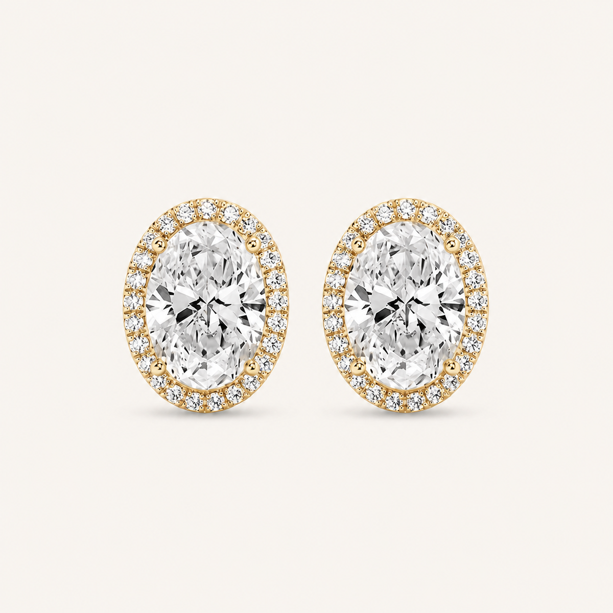 3CT Oval Cut Lab Grown Diamond Halo Stud Earrings