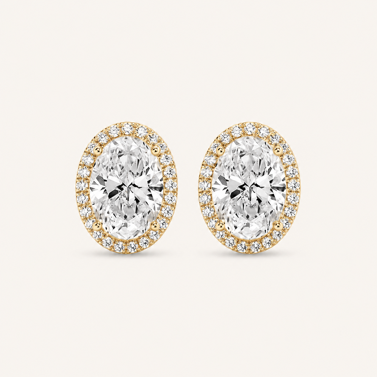 3CT Oval Cut Lab Grown Diamond Halo Stud Earrings