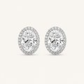 3CT Oval Cut Lab Grown Diamond Halo Stud Earrings