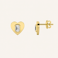 1CT Emerald Cut Lab Grown Diamond Heart Shaped Stud Earrings