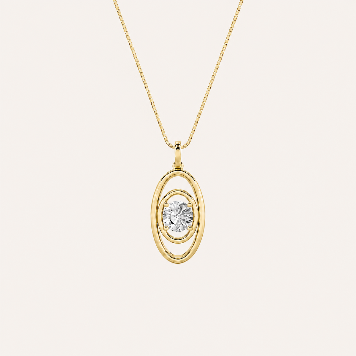 1CT Round Cut Lab Grown Diamond Concentric Fancy Pendant Necklace