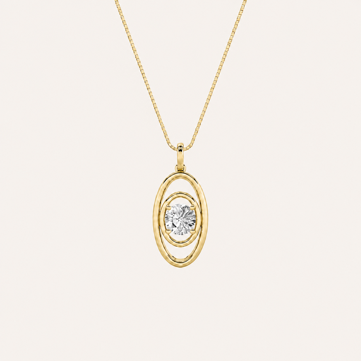 1CT Round Cut Lab Grown Diamond Concentric Fancy Pendant Necklace