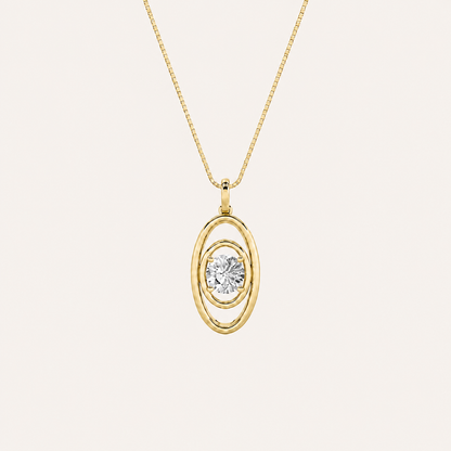 1CT Round Cut Lab Grown Diamond Concentric Fancy Pendant Necklace