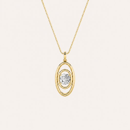 1CT Round Cut Lab Grown Diamond Concentric Fancy Pendant Necklace