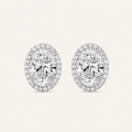 2CT Oval Cut Lab Grown Diamond Halo Stud Earrings