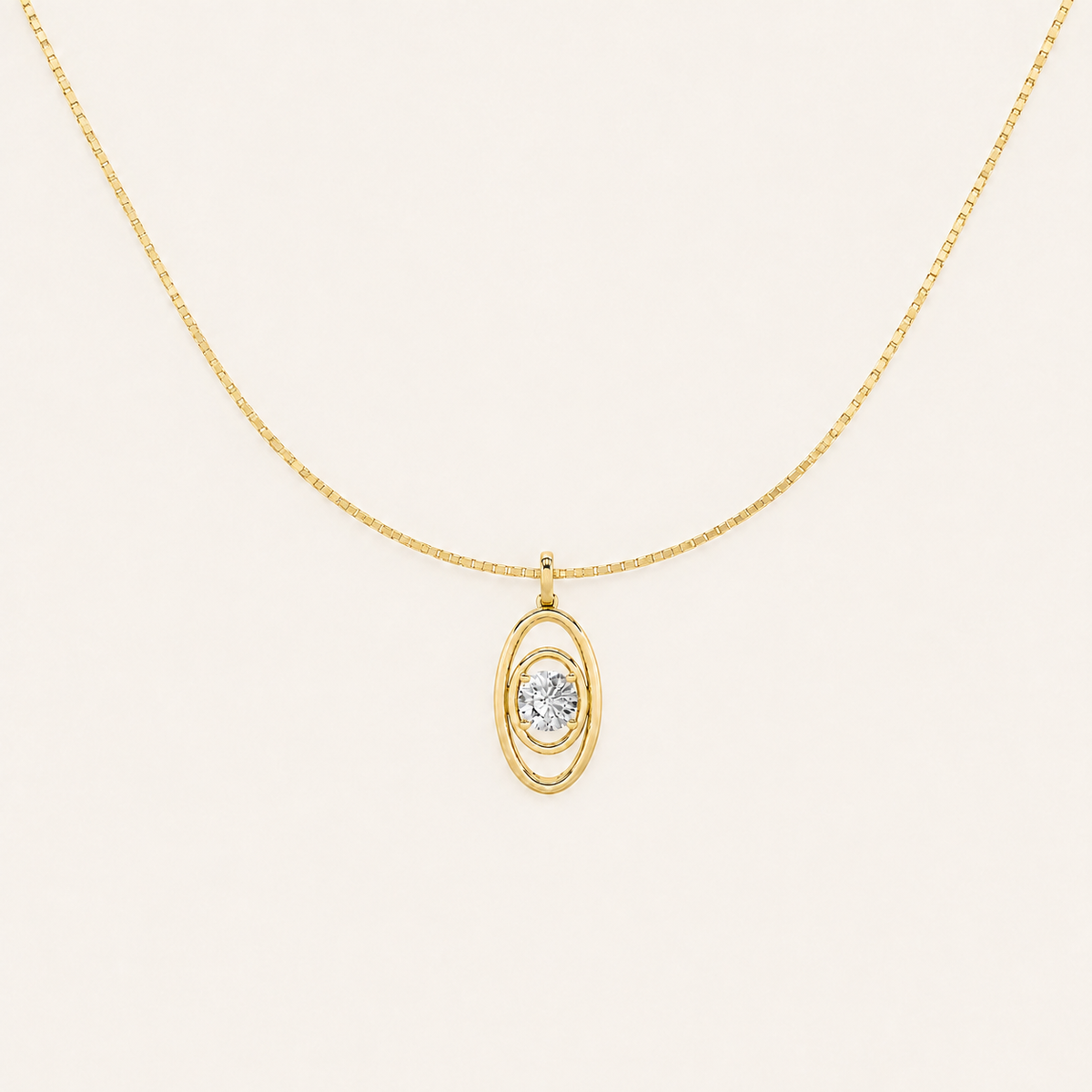 1CT Round Cut Lab Grown Diamond Concentric Fancy Pendant Necklace