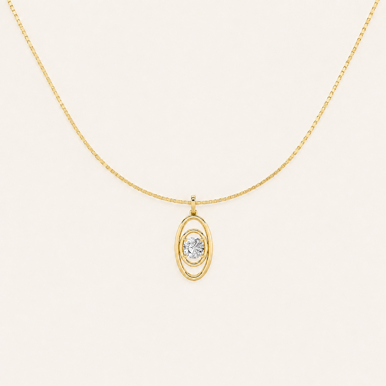 1CT Round Cut Lab Grown Diamond Concentric Fancy Pendant Necklace