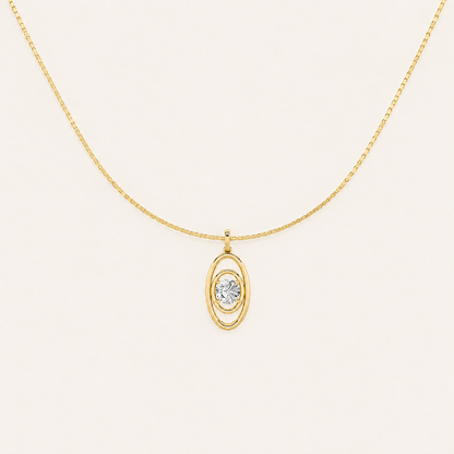 1CT Round Cut Lab Grown Diamond Concentric Fancy Pendant Necklace
