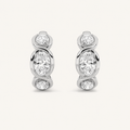 2.5CT Oval Cut Lab Grown Diamond Three Stone Huggie Earrings