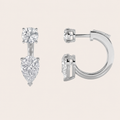 3.5CT Pear Cut Lab Grown Diamond Stud Earrings with J Hoop Earrings