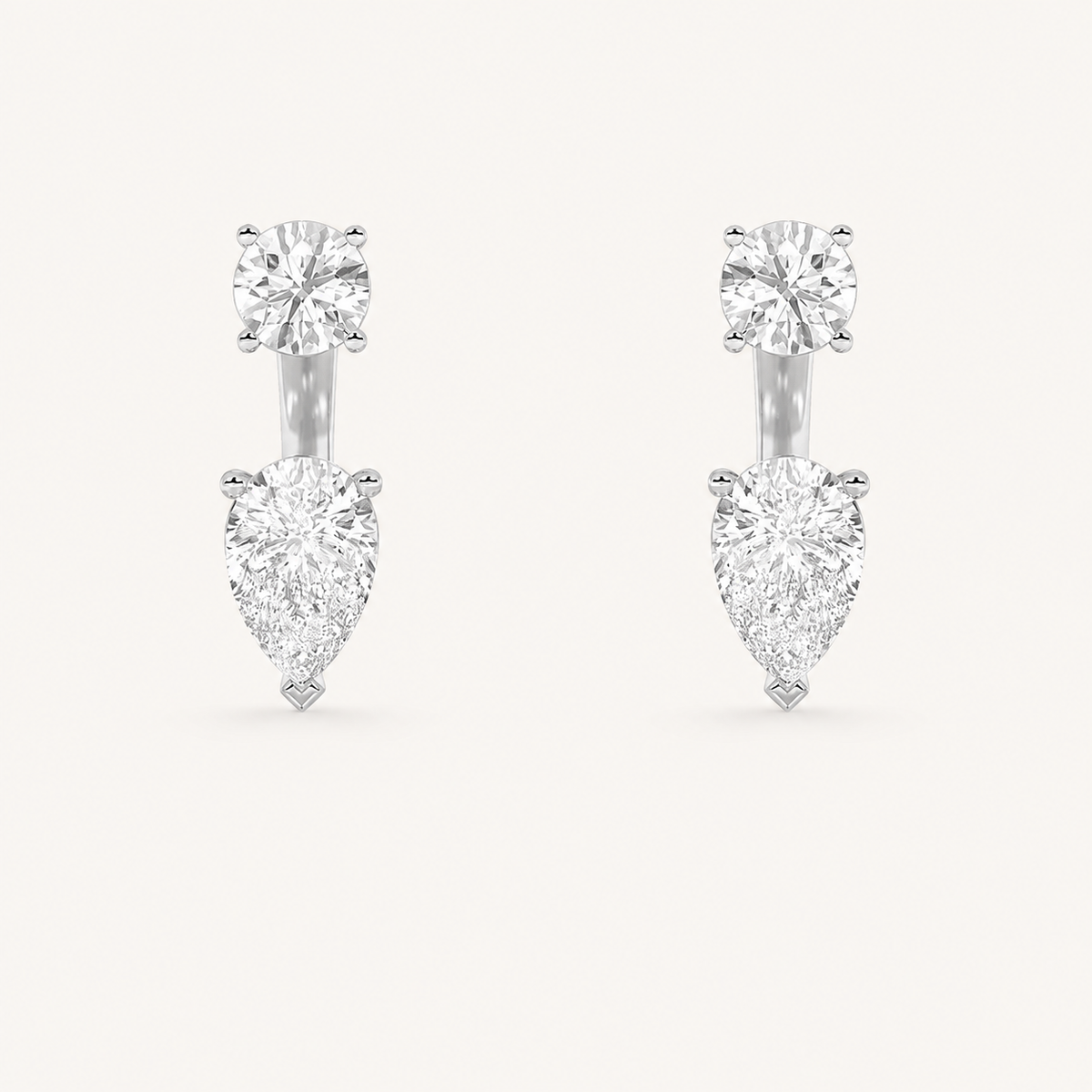 3.5CT Pear Cut Lab Grown Diamond Stud Earrings with J Hoop Earrings