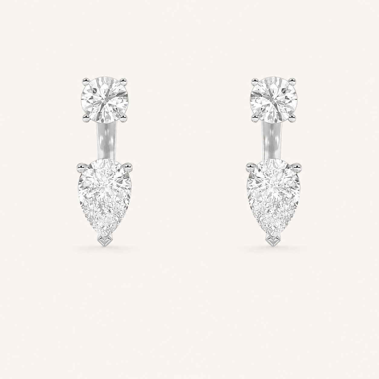3.5CT Pear Cut Lab Grown Diamond Stud Earrings with J Hoop Earrings