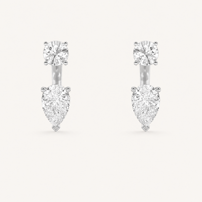3.5CT Pear Cut Lab Grown Diamond Stud Earrings with J Hoop Earrings