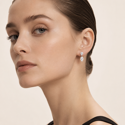 3.5CT Pear Cut Lab Grown Diamond Stud Earrings with J Hoop Earrings