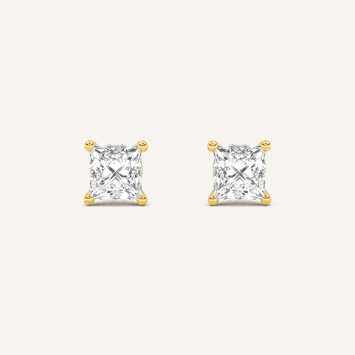 2CT Princess Cut Lab Grown Diamond Tulip Head Stud Earrings