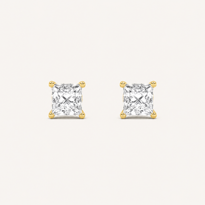 2CT Princess Cut Lab Grown Diamond Tulip Head Stud Earrings