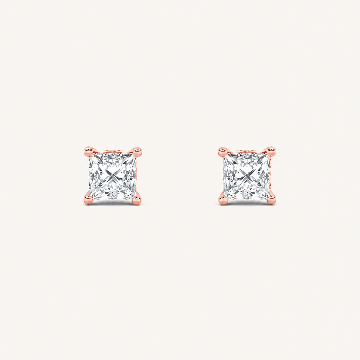 2CT Princess Cut Lab Grown Diamond Tulip Head Stud Earrings