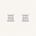 2CT Princess Cut Lab Grown Diamond Tulip Head Stud Earrings