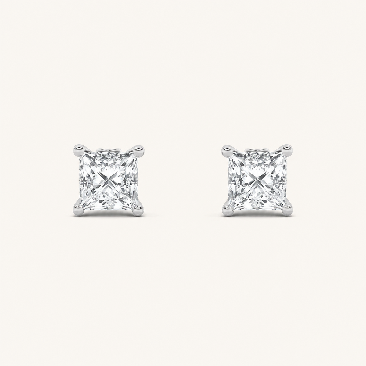 2CT Princess Cut Lab Grown Diamond Tulip Head Stud Earrings