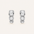 2.5CT Emerald Cut Lab Grown Diamond Three Stone Huggie Earrings