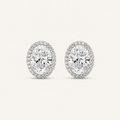 1CT Oval Cut Lab Grown Diamond Halo Stud Earrings