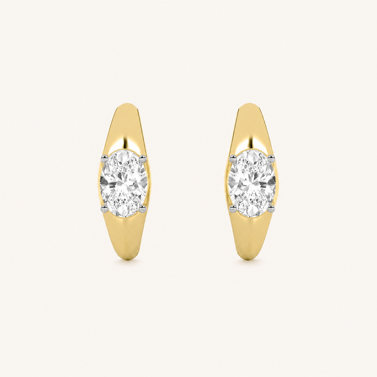 2CT Oval Cut Lab Grown Diamond Huggie Earrings