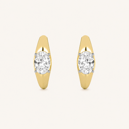 2CT Oval Cut Lab Grown Diamond Huggie Earrings
