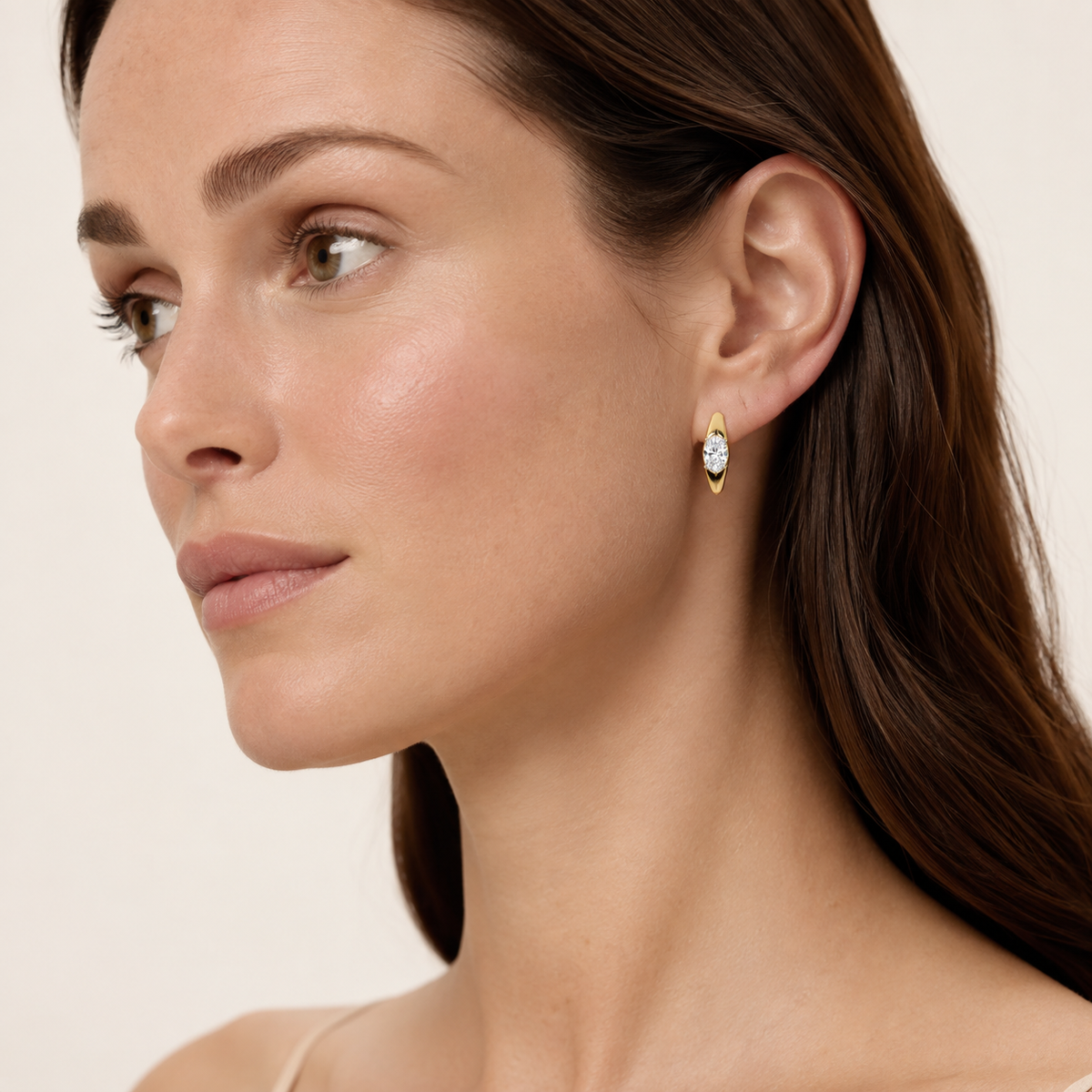 2CT Oval Cut Lab Grown Diamond Huggie Earrings