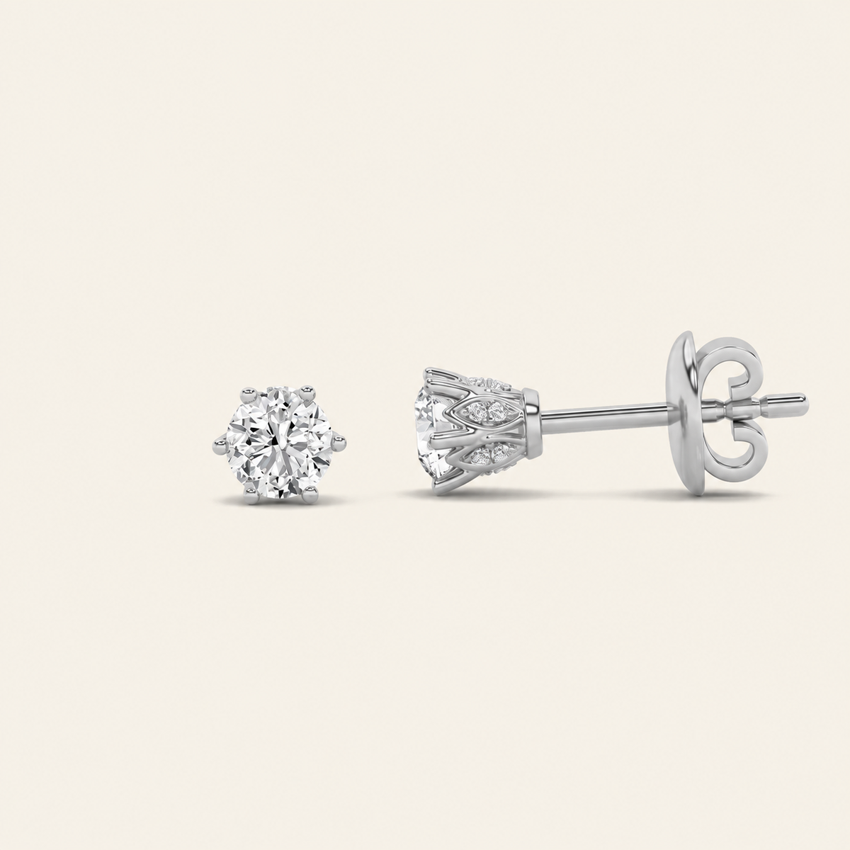 3CT Round Cut Lab Grown Diamond Tulip Head Stud Earrings