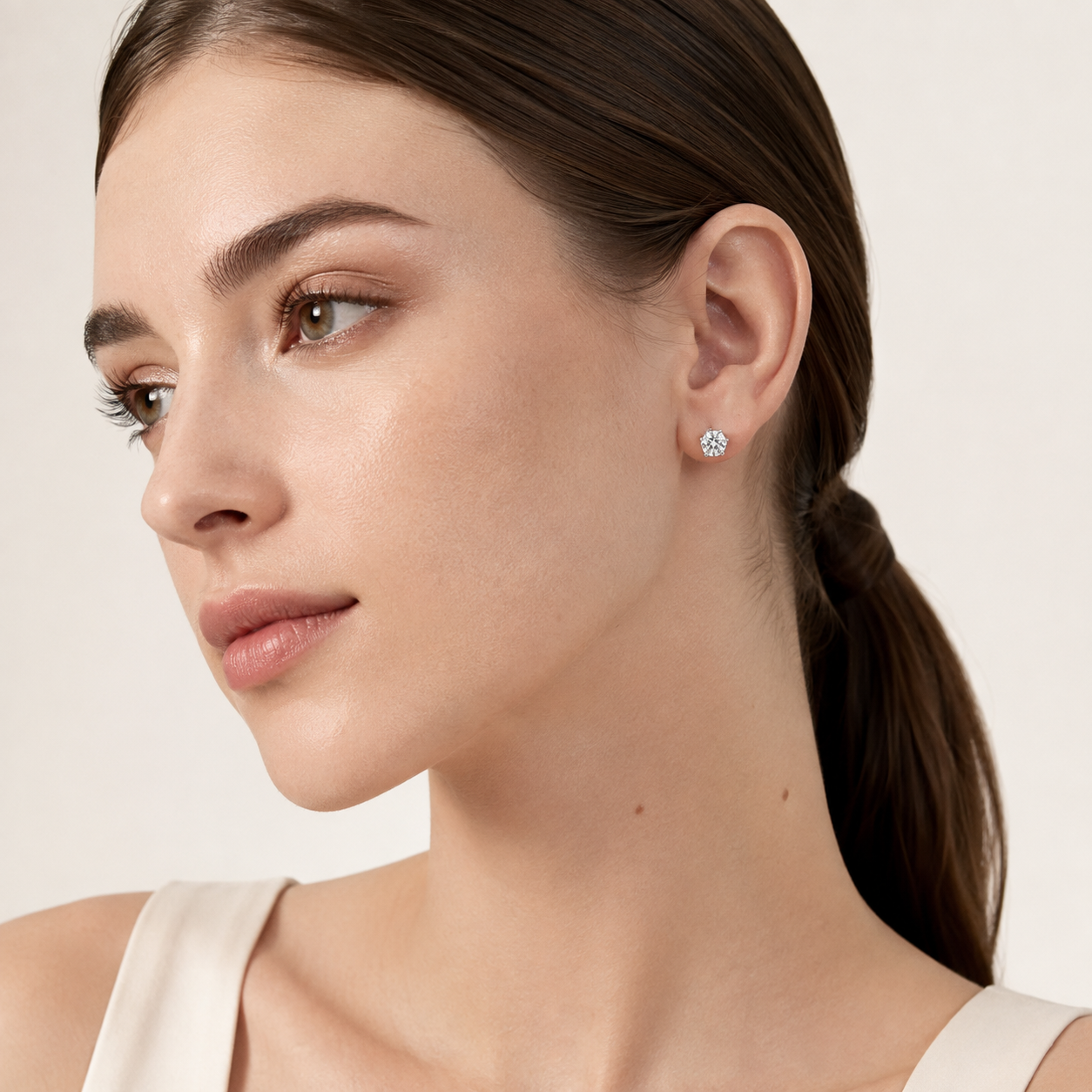 3CT Round Cut Lab Grown Diamond Tulip Head Stud Earrings