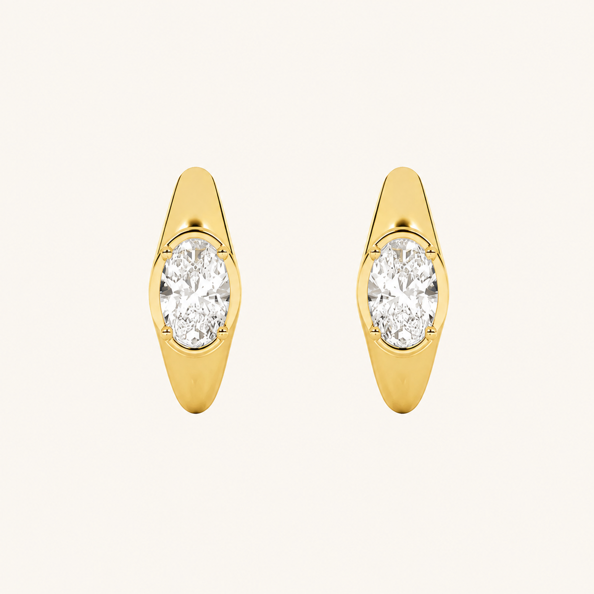 2CT Oval Cut Lab Grown Diamond Solitaire Huggie Earrings