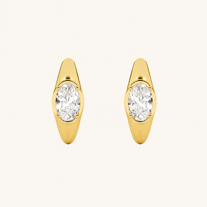 2CT Oval Cut Lab Grown Diamond Solitaire Huggie Earrings