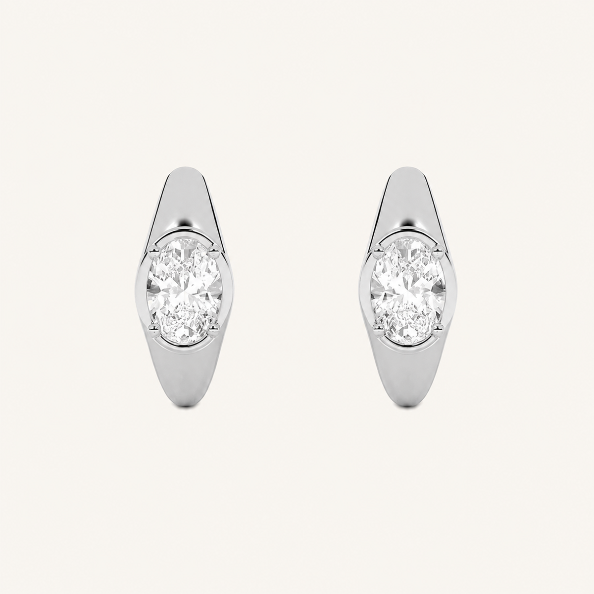 2CT Oval Cut Lab Grown Diamond Solitaire Huggie Earrings