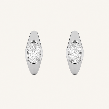 2CT Oval Cut Lab Grown Diamond Solitaire Huggie Earrings