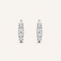2.5CT Oval Cut Lab Grown Diamond Three Stone Huggie Earrings