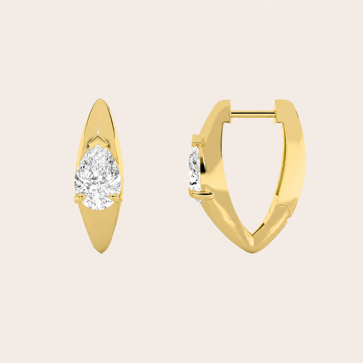 2CT Pear Cut Lab Grown Diamond Solitaire Huggie Earrings