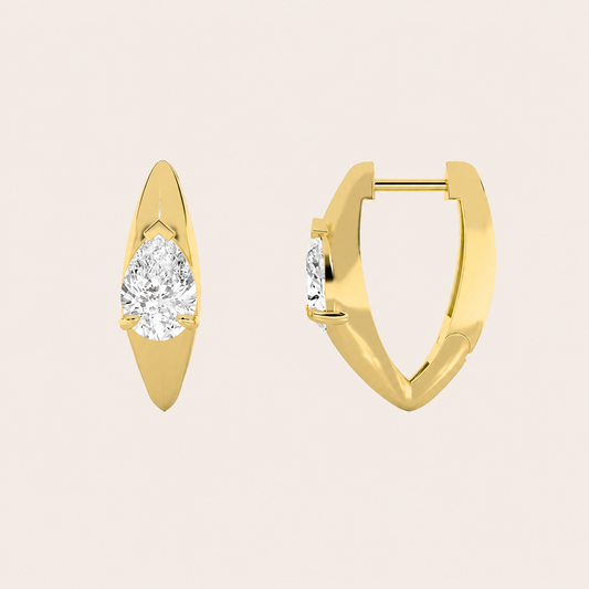 2CT Pear Cut Lab Grown Diamond Solitaire Huggie Earrings