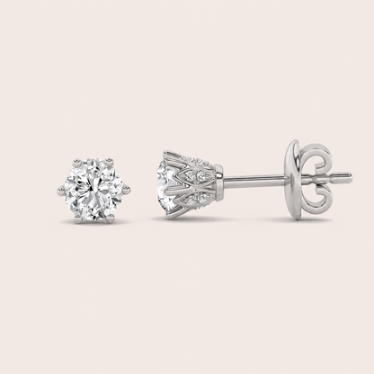 2CT Round Cut Lab Grown Diamond Tulip Head Stud Earrings