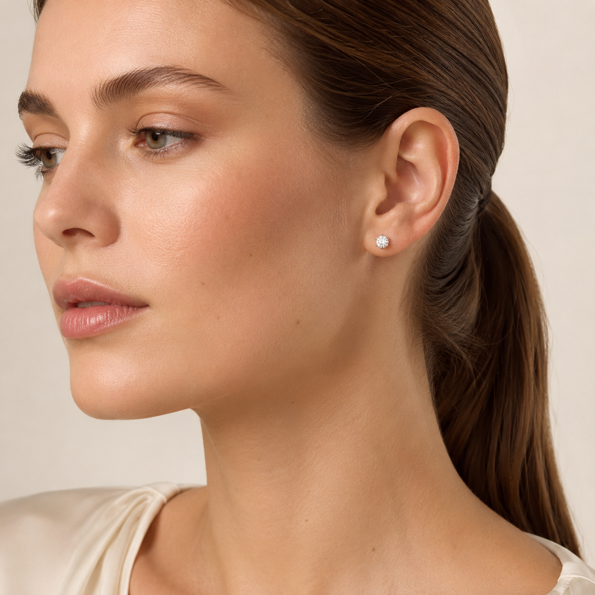 2CT Round Cut Lab Grown Diamond Tulip Head Stud Earrings