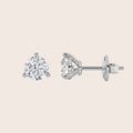 3CT Round Cut Lab Grown Diamond Three Prong Stud Earrings