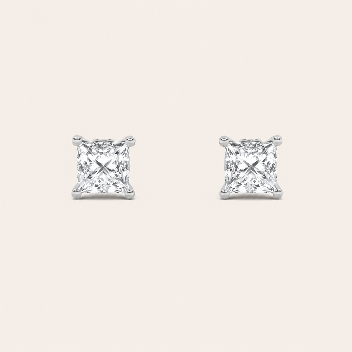3CT Princess Cut Lab Grown Diamond Tulip Head Stud Earrings