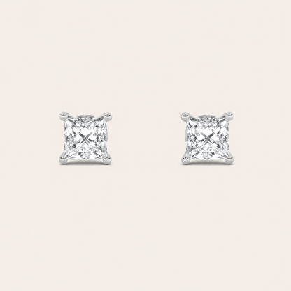 3CT Princess Cut Lab Grown Diamond Tulip Head Stud Earrings